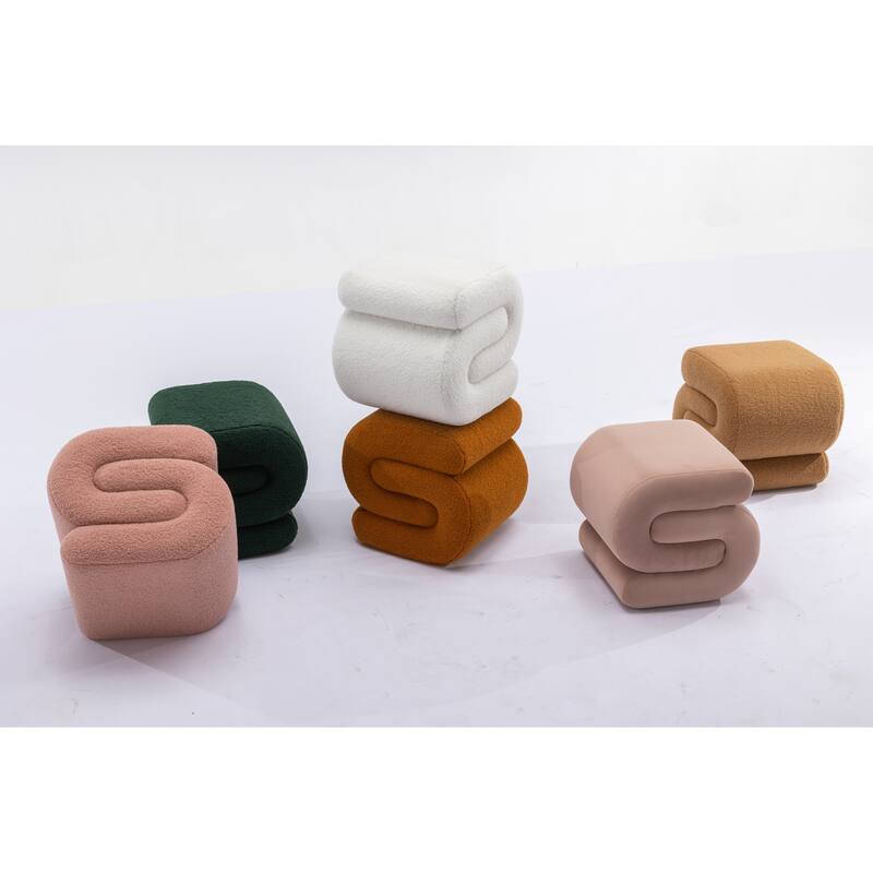 Teddy Fabric Ottoman Makeup Stool Footstool