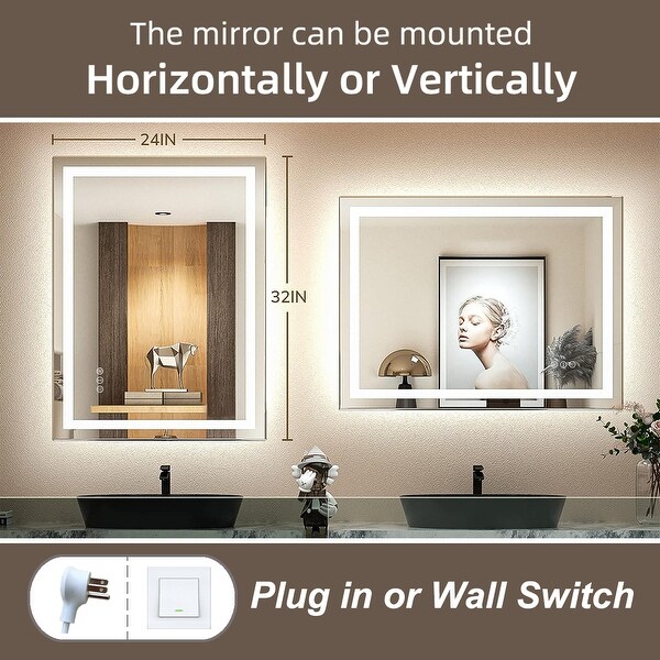 Wireless bathroom mirror lights top