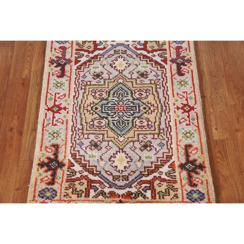 Medallion Heriz Serapi Accent Area Rug Hand-knotted Wool Carpet - 2'0"x 3'0"