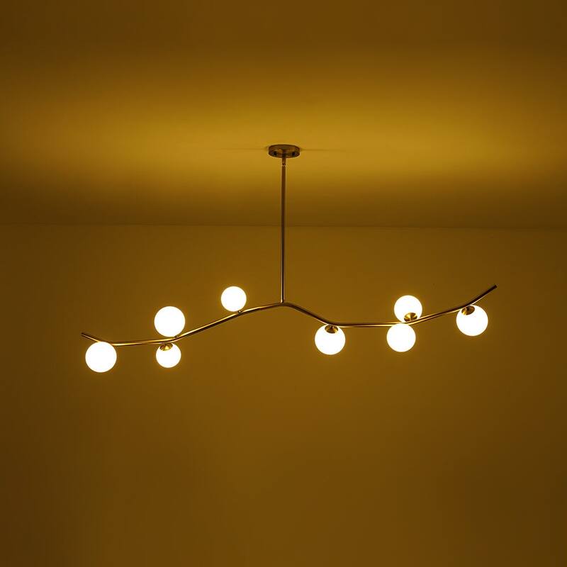 8-Light Frosted Glass Bubble Wavy Linear Island Pendant 61in