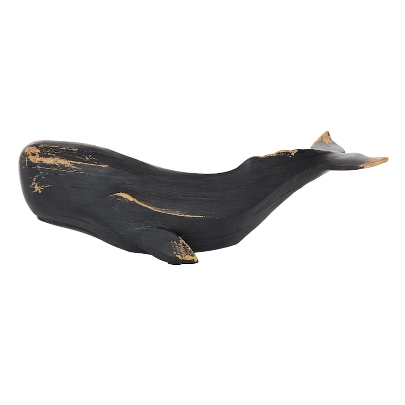 Polystone Whale Handmade Decorative Sculpture - Black - Roche River Decor