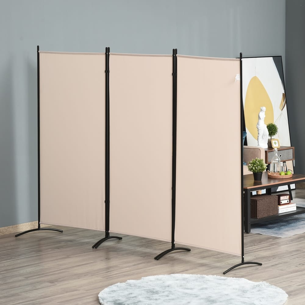 HOMCOM 3-Panel Folding Screen Room Divider Privacy Separator Partition for Indoor Bedroom Office, Outdoor Patio 100" x 72" Beige