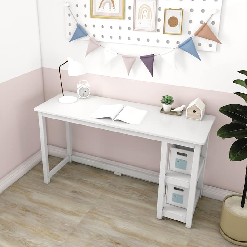 Max and Lily Desk with Bookshelves - White - 55 in