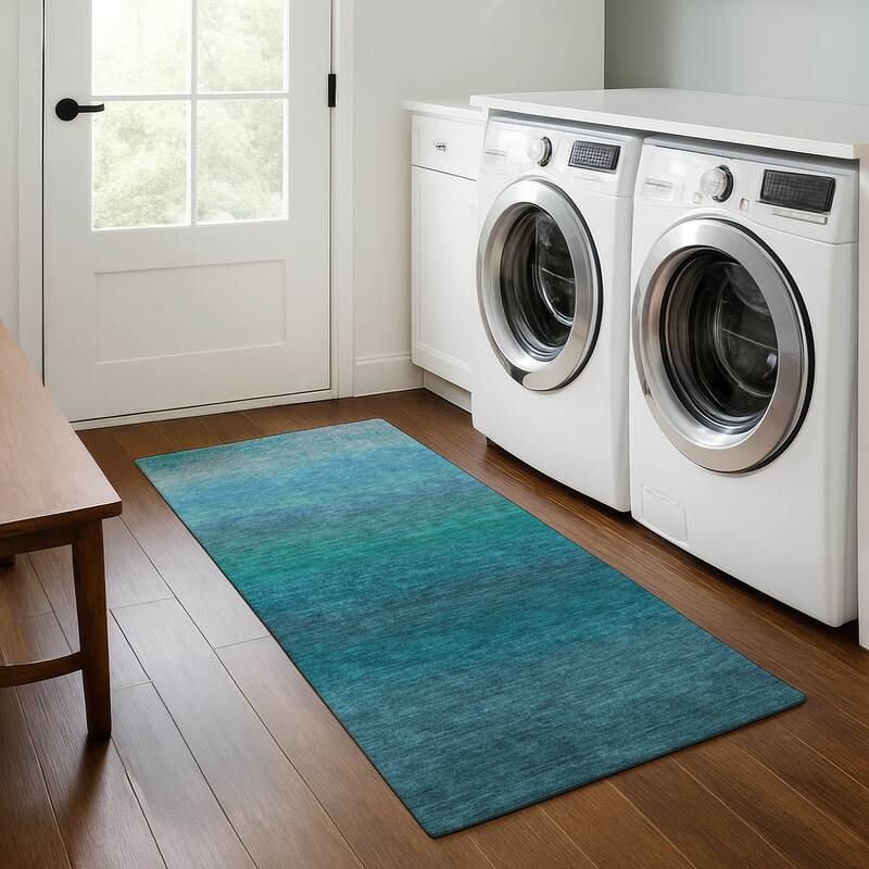 Premium Washable Super Soft Abstract Ombre Mayfield Rug - Teal - 2'3" x 7'6"