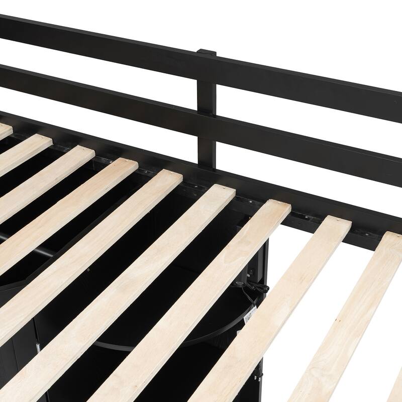 Twin Loft Bed with Integrated Wardrobe Desk Keyboard Tray Charging Station