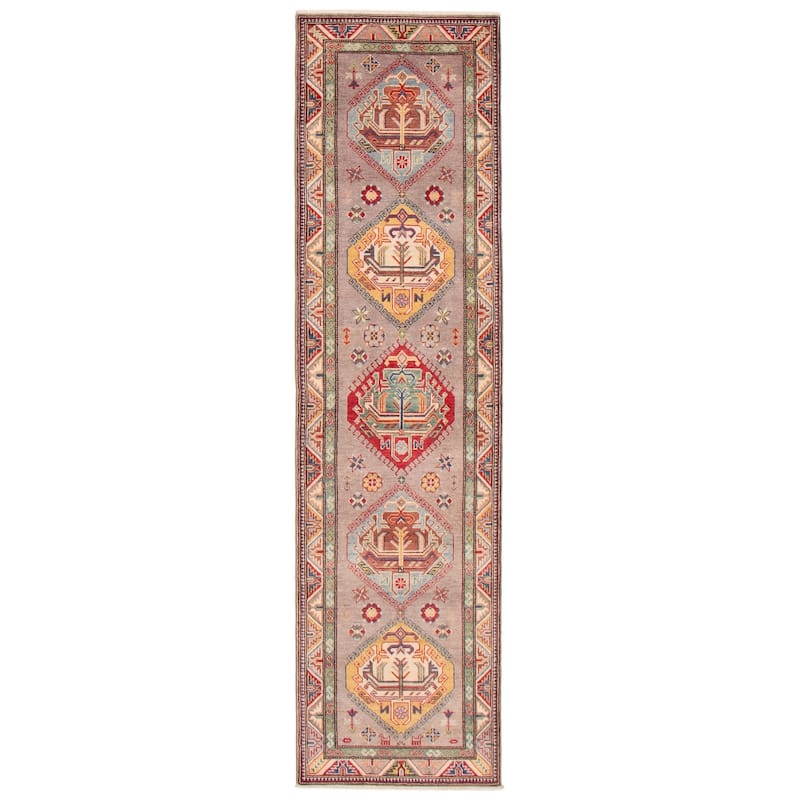 ECARPETGALLERY Hand-knotted Uzbek Ghazni Taupe Wool Rug - 2'8 x 10'0 - Taupe - 2'8 x 10'0