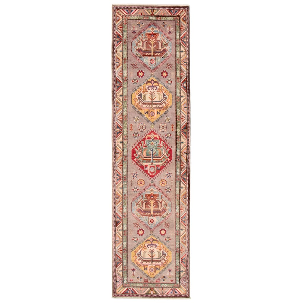 ECARPETGALLERY Hand-knotted Uzbek Ghazni Taupe Wool Rug - 2'8 x 10'0