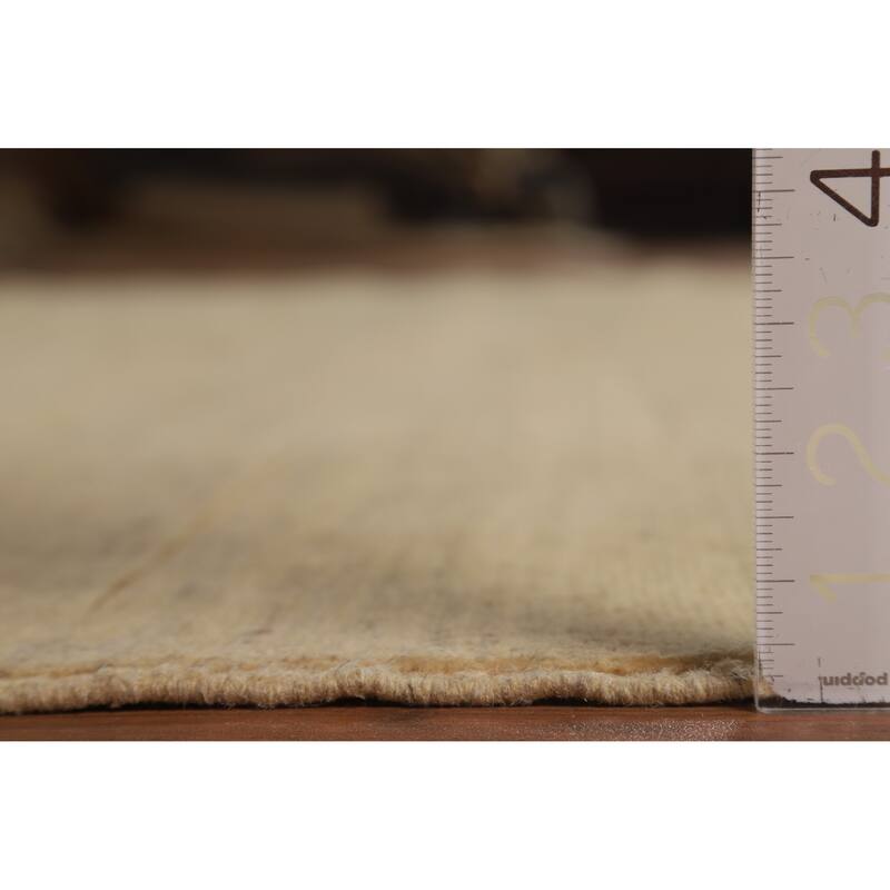 Muted Gold Gabbeh Modern Area Rug Handmade Wool Carpet - 8'0"x 9'7"
