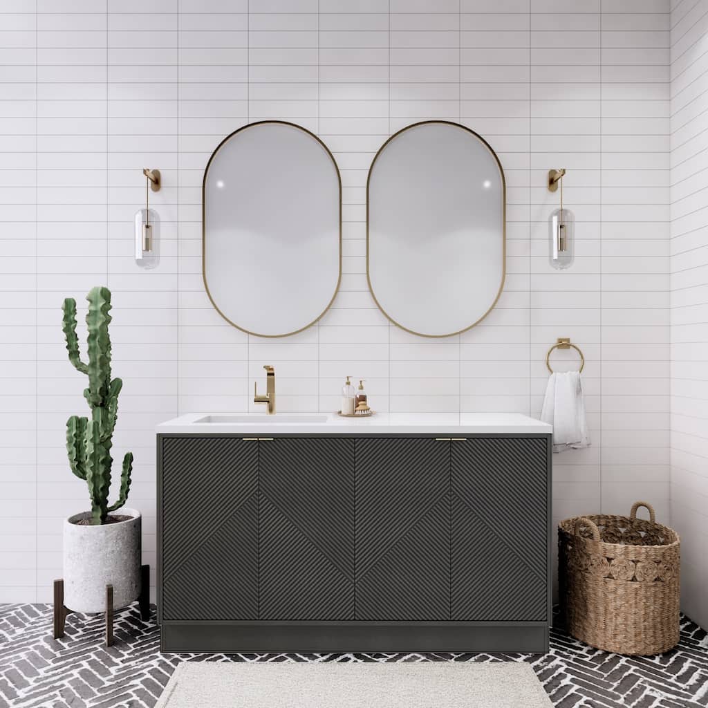 Milano 60" Freestanding Bathroom Vanity with Left White Sink