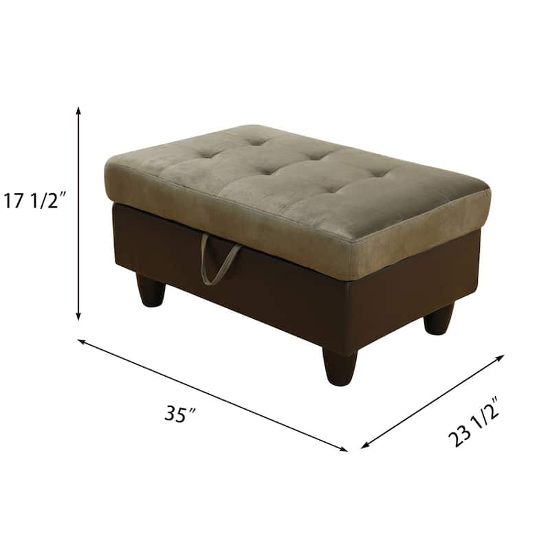 35 in. Taupe Velvet Storage Ottoman Footstool