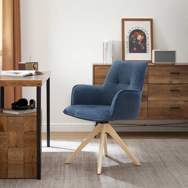 Art Leon Swivel Wood Accent Arm Chair