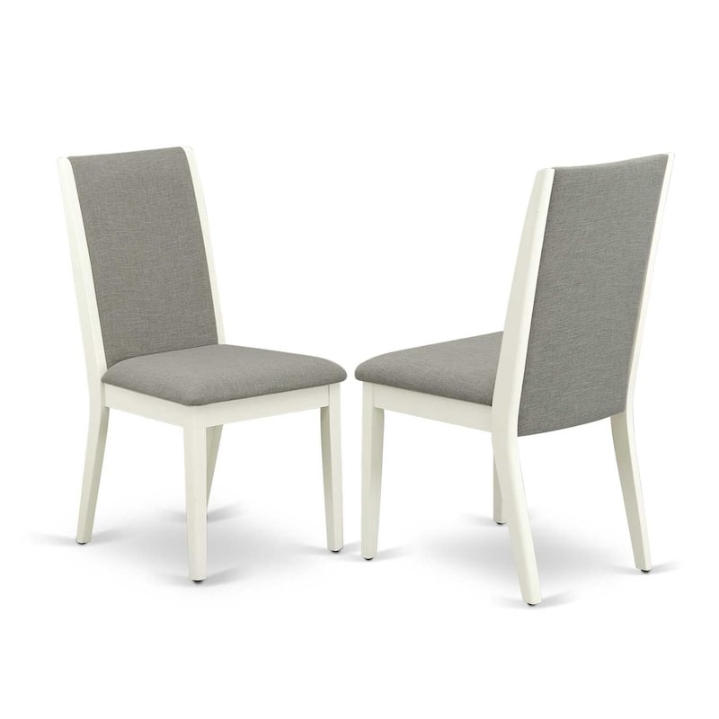 HomeStock 3-Pc Linen White Finish Round Solid Wood Top Dining Table Set