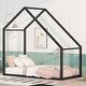 preview thumbnail 1 of 4, Twin Size Metal House Bed for Kids, Roof Design for Cozy Semi-Enclosed Space, Versatile and Stylish Black