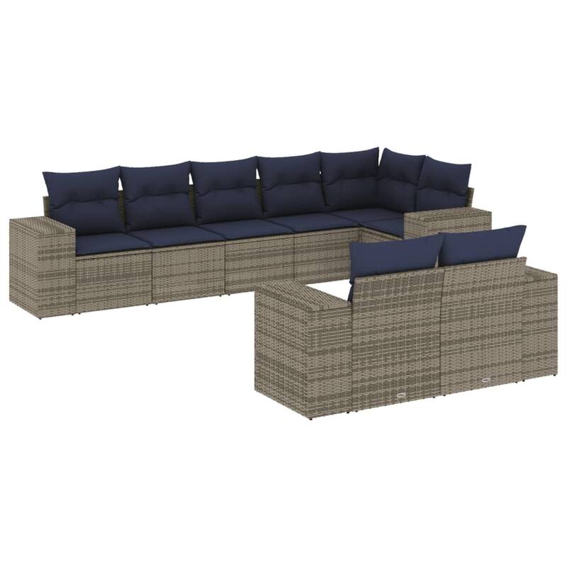vidaXL 8/9 Piece Patio Sofa Set with Cushions Black/Brown/Gray Poly Rattan - 24.4 x 24.4 x 27.2