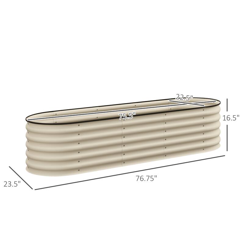Outsunny 6.4' x 2' x 1.4' Galvanized Raised Garden Bed Kit, Outdoor Metal Elevated Planter Box with Safety Edging