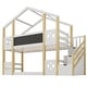 preview thumbnail 7 of 10, Stylish & Simple Twin over Twin House Bunk Bed with White Storage Staircase and Blackboards, for a Family with 2 Kids, White