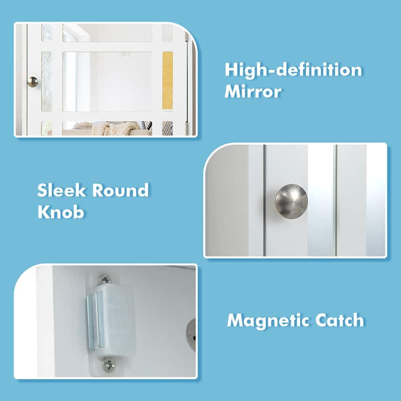 Gymax Mirrored Medicine Cabinet Bathroom Wall Mounted Storage
