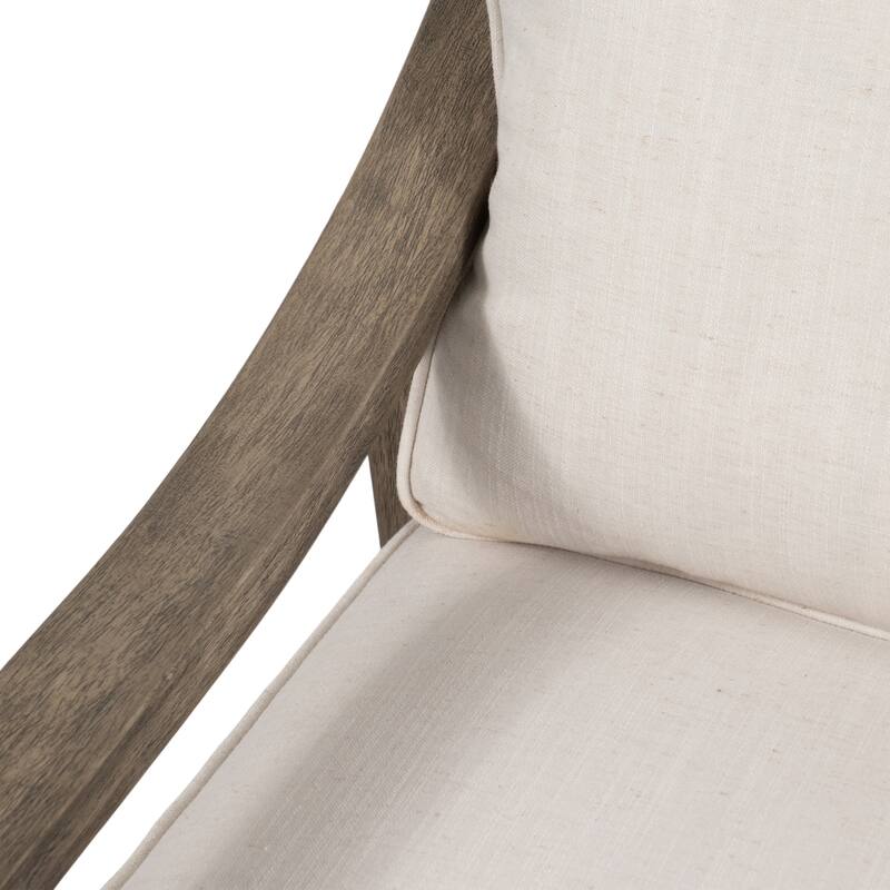 Accent Chair - Polyester with Wood Frame - Ivory, 33" - 33.0"