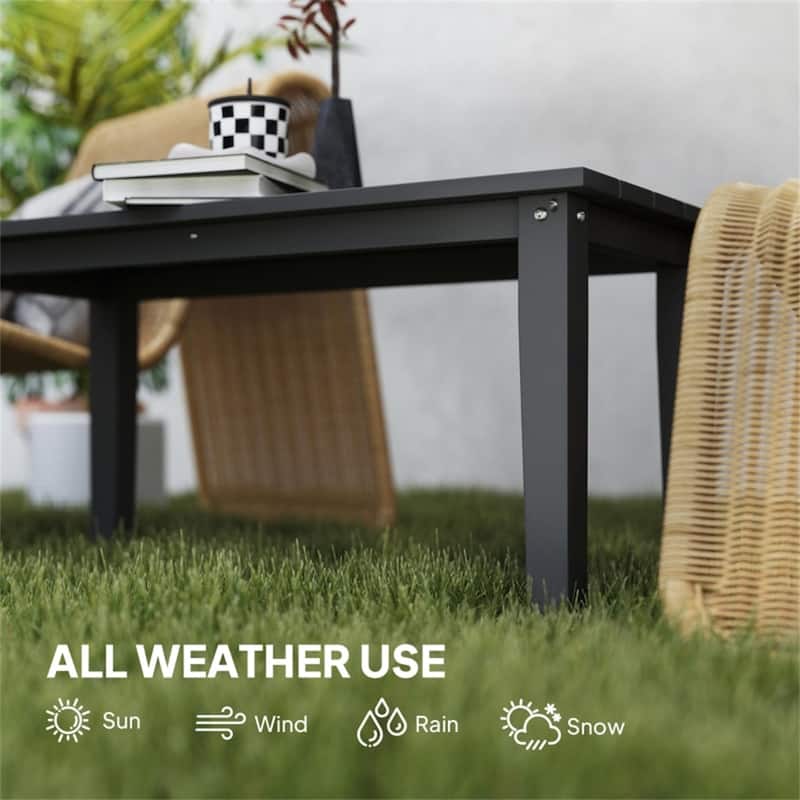 HDPE Outdoor Coffee Table with Slatted Table Top - 35.8" L x 17.3" W x 16.5" H