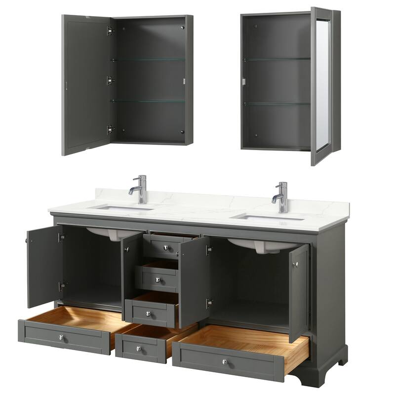 Deborah 72-inch Double Vanity, Quartz Top, Medicine Cabinets