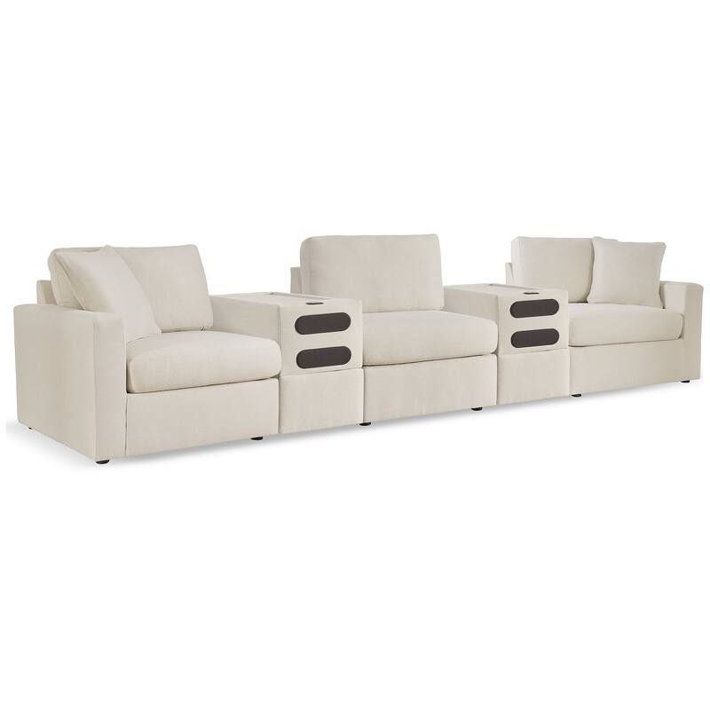 Signature Design by Ashley Modmax 5-Piece Sectional with Audio Consoles - 142"W x 32"D x 36"H - White