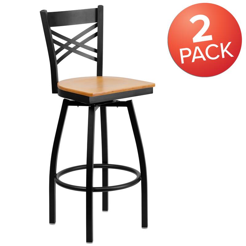 2 Pack ''X'' Back Swivel Metal Barstool - 16.5"W x 20.5"D x 44.5"H - 16.5"W x 20.5"D x 44.5"H