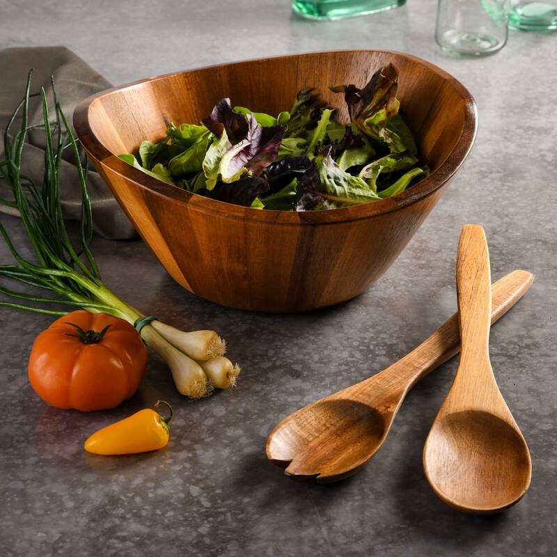 Gibson Home Sherwood Salad Bowl With Matching Serving Spoon & Fork