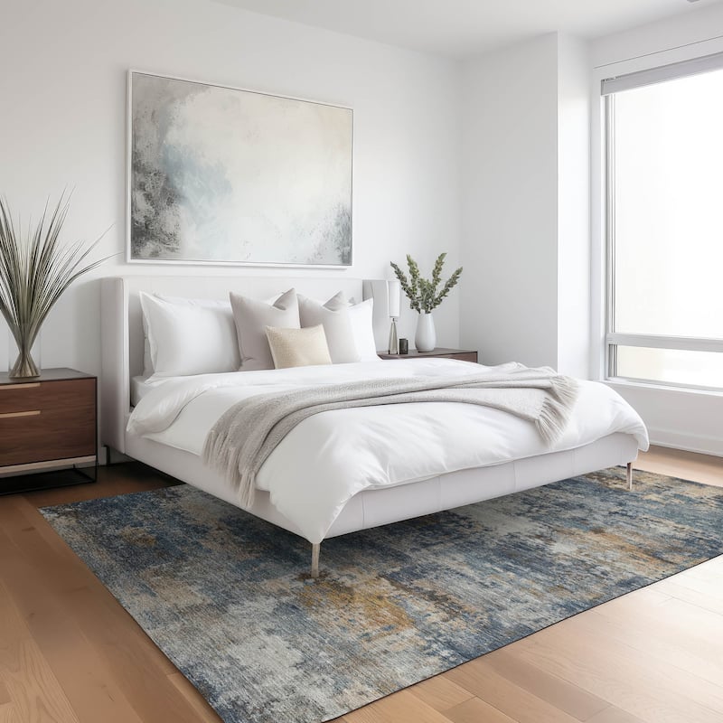 Machine Washable Indoor/ Outdoor Modern Blend Chantille Rug