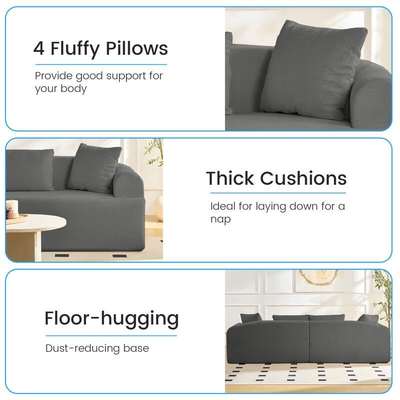 104" Curved Modular Sectional Sofa in Chenille Fabric Modern Minimalist Design Compressed No Assembly Required