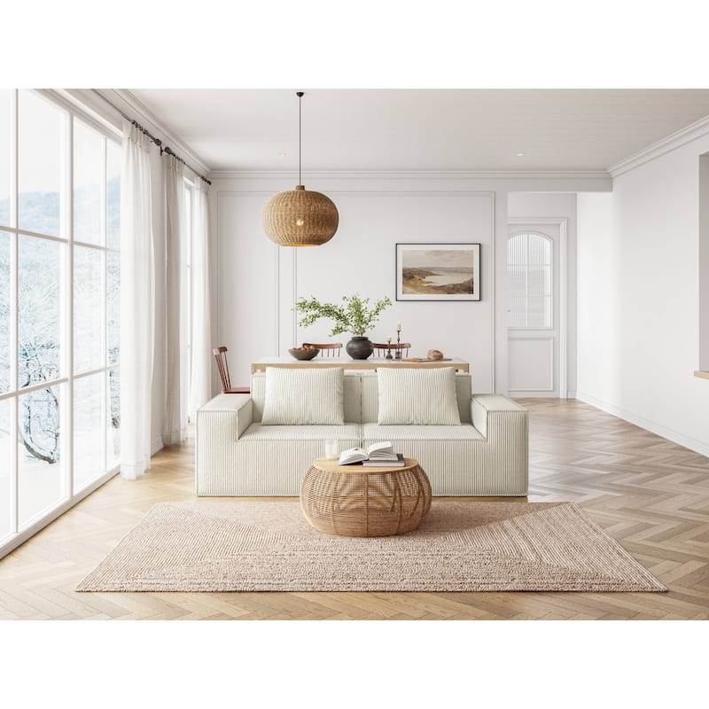 86.6″ Foam 3-Seater Block Sofa with Wide Seats & Washable Cover