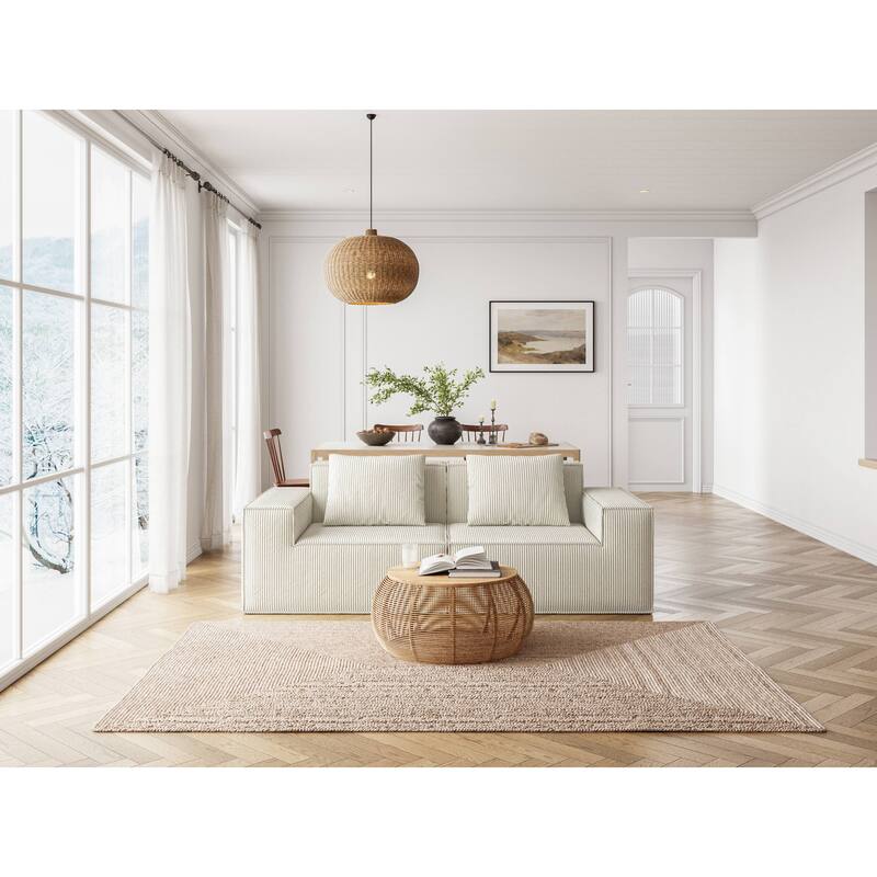 Modular Sofa Convertible to Oversized Sofa Bed, White, Foam, 87x39x28 inches