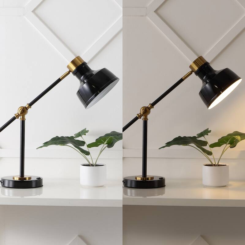 Odile 18.5" Classic Farmhouse Adjustable Cantilever LED Task Lamp with USB Charging Port, by JONATHAN Y
