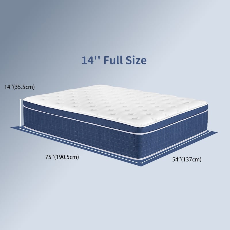 14" Full Size Hybrid Mattress,Memory Foam,Pocket Springs,Medium Firm