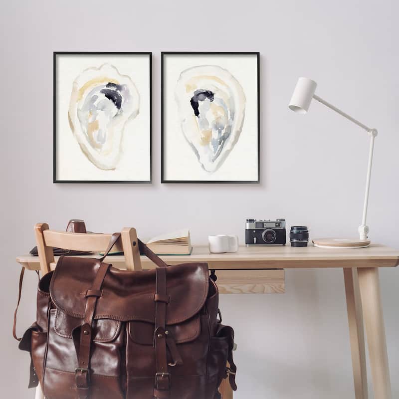 Stupell Abstract Watercolor Detail Oyster Clam Shell Framed Wall Art - Beige