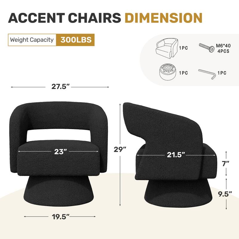 Swivel Accent Chair, Modern Comfy Teddy Barrel Chairs