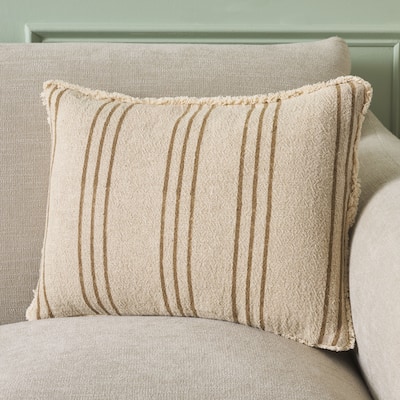 SAFAVIEH Home Rory 14W x 20L-inch Tan/Natural Cotton/Linen Lumbar Pillow