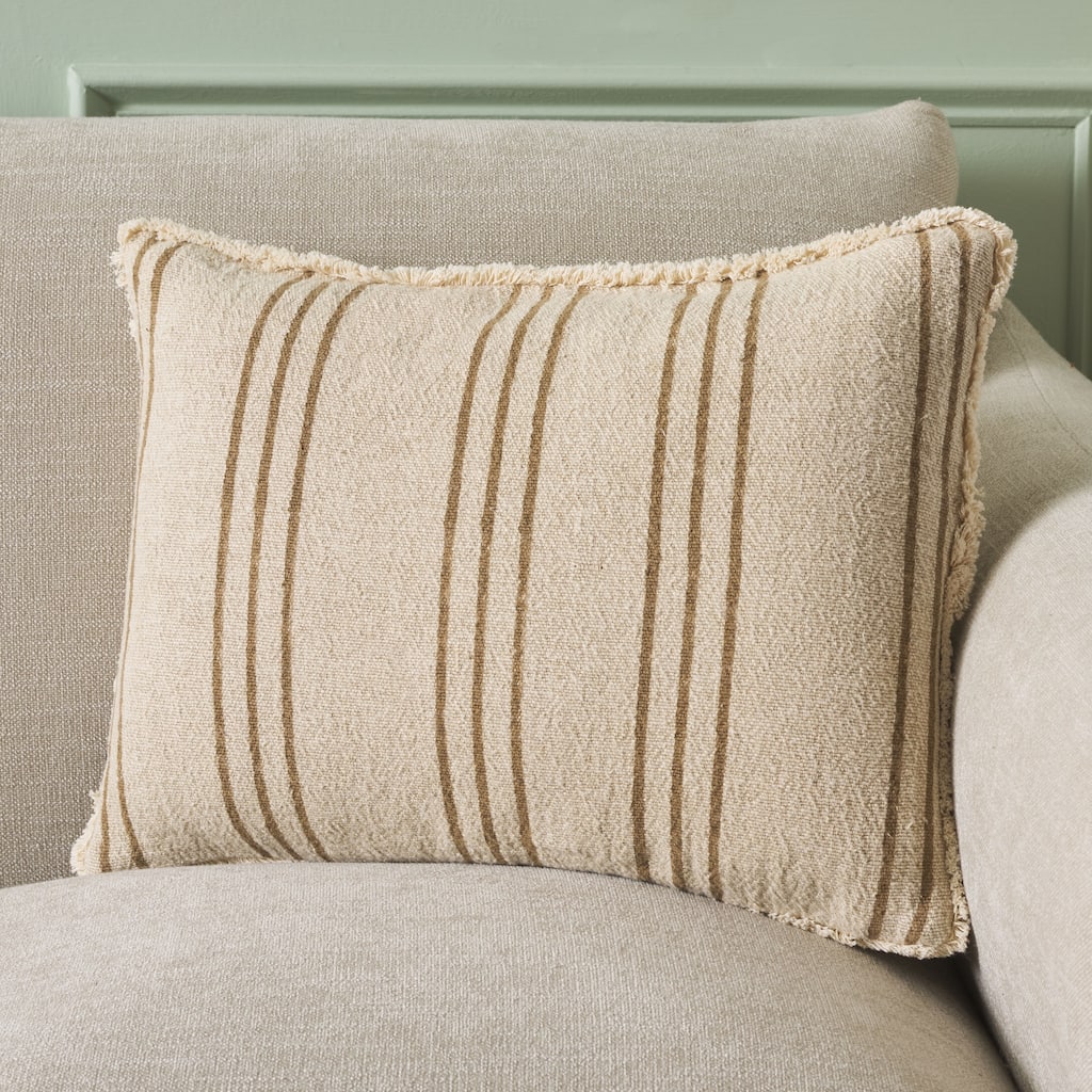 SAFAVIEH Home Rory 14W x 20L-inch Tan/Natural Cotton/Linen Lumbar Pillow
