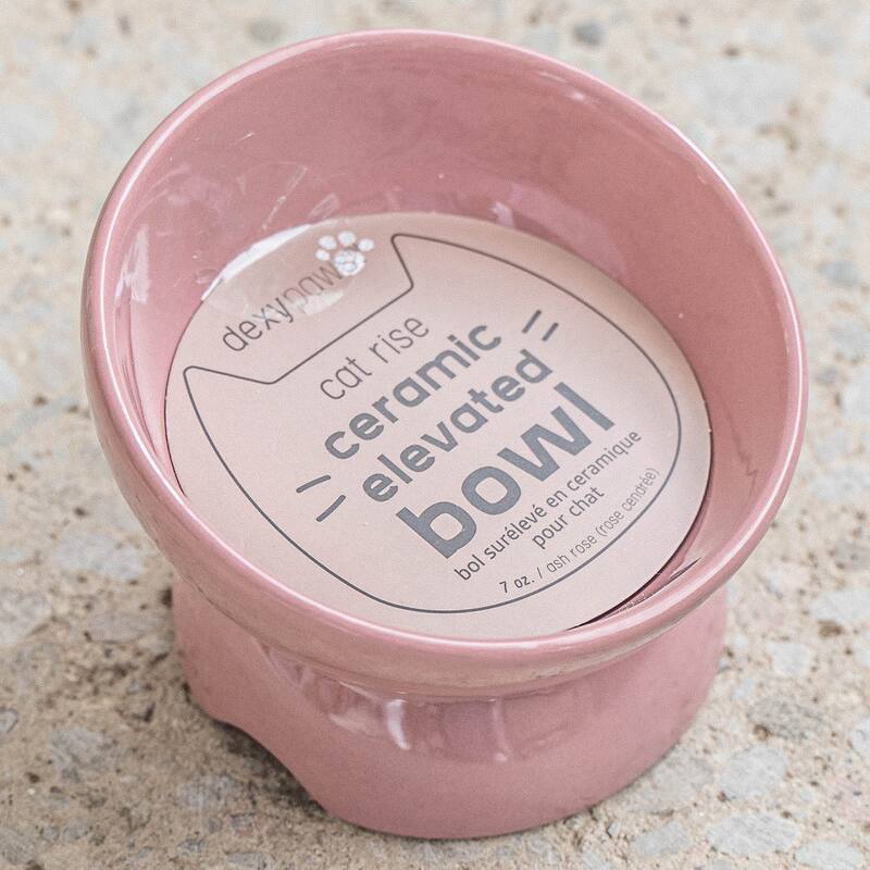 Dexypaws: Elevated Ceramic Bowl For Cats - Ash Blush - 7oz Capacity - Ash Blush