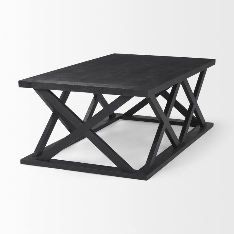 HomeRoots 48" Black Solid Wood Geo Frame Coffee Table - 48' X '17.5' X '28