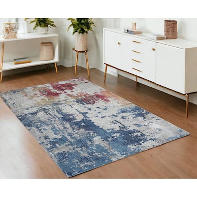 Jipu Power Loomed Distressed Abstract Modern Non Skid Area Rug By HomeRoots - 72' X '48' X '0.5