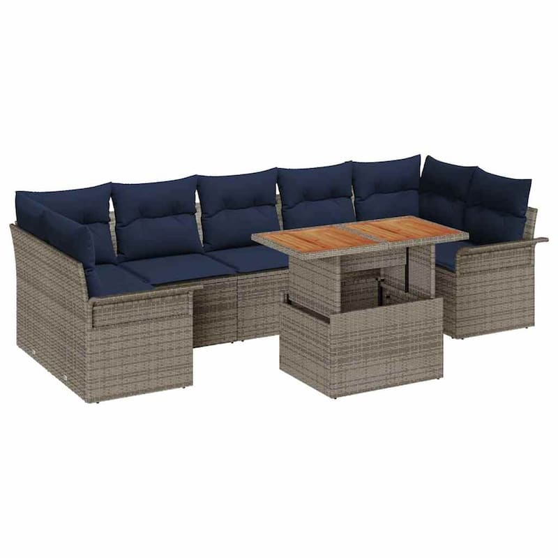 vidaXL 8 Piece Garden Sofa Set with Cushions - 113.8×52.2×27.2