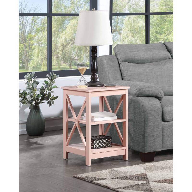 Copper Grove Cranesbill X-Base 3-Tier End Table with Shelves