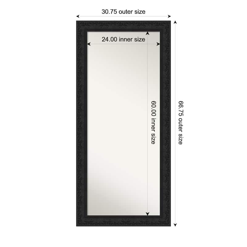Luxe Non-Beveled Framed Full-Length Floor Leaner Mirror - 31 x 67 in - Luxe Black