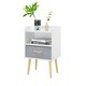 preview thumbnail 8 of 38, Kids Wood Side Table Nightstand With Fabric Drawer and 2-Tier Shelf