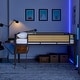 preview thumbnail 8 of 18, Stylish & Simple Single Twin metal loft bed with rectangular desk, LED lights, storage shelves, safety guard and ladder, Brown
