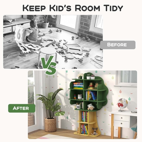 Costway Tree Bookcase Kids 6-Tier Toy Storage Organizer with Open