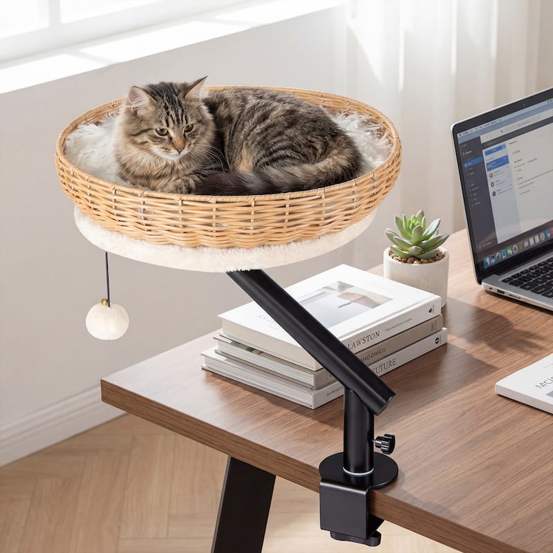 Gymax Cat Desk Bed for Indoor Cats w/Removable Padded Cushion Hanging