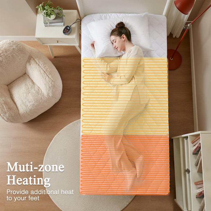 Beautyrest Cotton Deep Pocket Heated Mattress Pad-20 Heat Settings - White