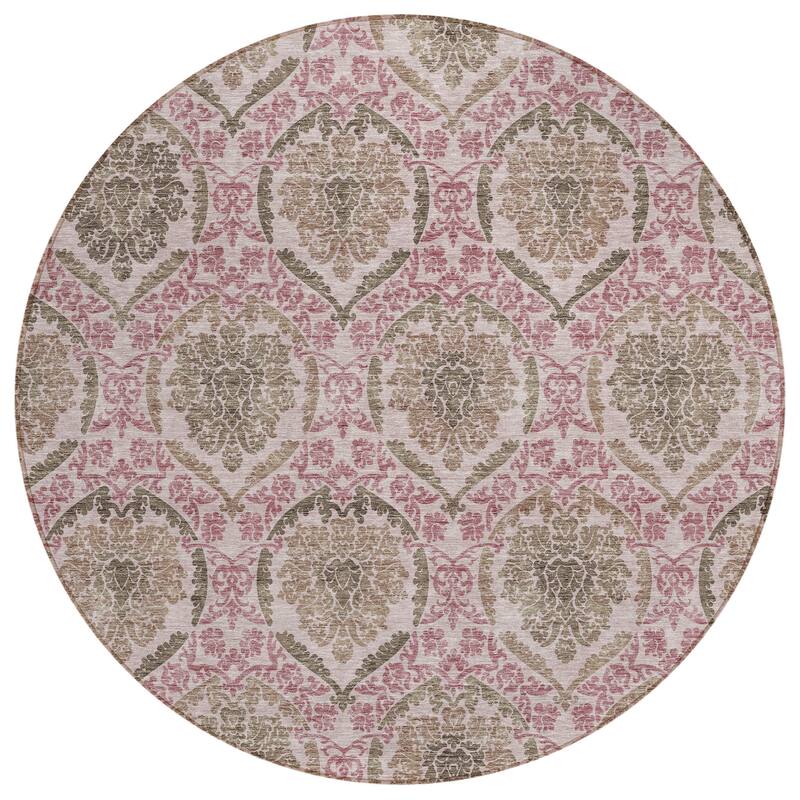 Machine Washable Indoor/ Outdoor Chantille Traditional Damask Rug