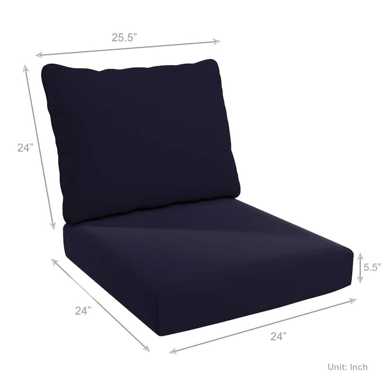 California Umbrella Outdoor Deep Seat Cushion Set, 24" x 48", 5.5" Thick Seat, Solstice Olefin Fabric